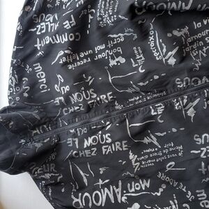 MP French Graffiti Black and Silver Reversible Rain Coat Oversized M/L
